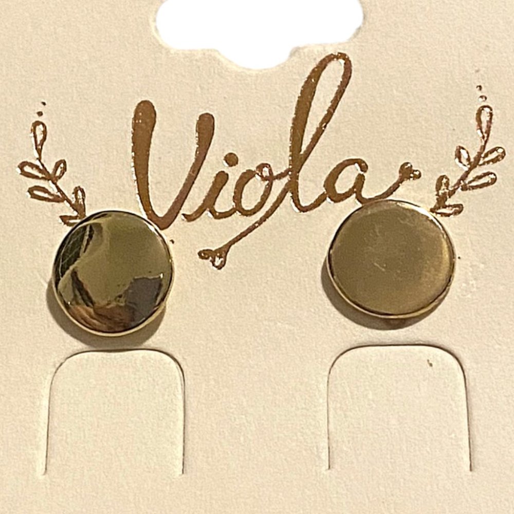 Viola Delicate Golden Button Earrings NEW